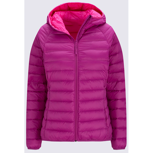 Chaqueta de plumón con capucha para mujer, ligera, acolchada, rosa, con cremallera, ropa de abrigo cálida para invierno - Product Image 6