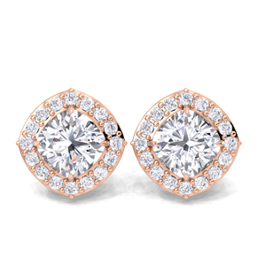 IGI Certified Lab Grown Diamond Cushion Halo Stud <b>Earrings</b> 9KT Yellow / White / Rose Gold Classic Diamond Halo Studs - Product Image 5