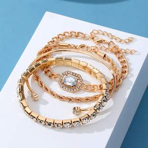 Juego de 4 Pulseras de Cristal con Dijes de Diamantes de Imitación, Pulseras Geométricas de Cadena de Tenis para Mujer, 2026 - Product Image 4