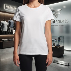 REXFITSPORTS 2026 เสื้อยืดสีขาวล้วนสำหรับผู้หญิง แขนสั้น คอกลม ผ้าฝ้าย ผลิตโดยผู้ผลิตเสื้อยืดแบบสั่งทำพิเศษ - Product Image 1