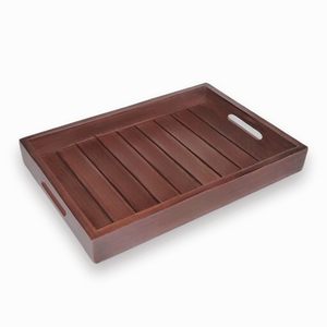 Handcrafted Solid Wooden Serving <b>Tray</b> with Cutout Handles Rectangular Breakfast <b>Tray</b> for Coffee <b>Tea</b> Snacks Ottoman Kitchen Count - Product Image 1
