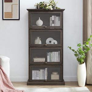 Vitrina de Vidrio de 4 Niveles para Sala de Estar, con Puertas Abatibles de Vidrio, para Exhibir Juguetes, Figuras y Coleccionables - Product Image 1