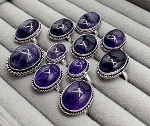 Natural Amethyst Engagement <b>Ring</b> 925 Sterling <b>Silver</b> Plated <b>Adjustable</b> Designer Gemstone <b>Ring</b> Wholesale Manufacturer - Product Image 5