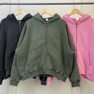 เสื้อฮู้ดดี้โอเวอร์ไซส์ OEM Streetwear แบบสั่งทำพิเศษสำหรับผู้ชาย ผ้าคอตตอนหวี 100% หนัก 500 กรัม ลายพรางแบบดิสเทรส ซิปหน้า ใส่ได้ทั้งผู้ชายและผู้หญิง - Product Image 1