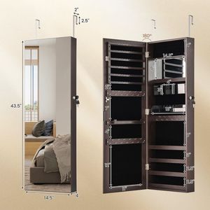 Armadio Portagioielli da 43,5 Pollici con Specchio a Figura Intera e Appendiabiti Regolabili - Product Image 5
