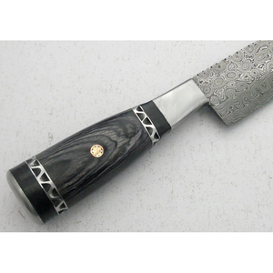Custom Handmade Personalized Modern Chef Knife Damascus Steel Blade 7-Inch Wood Handle Leather Sheath Dishwasher <b>Safe</b> - Product Image 3