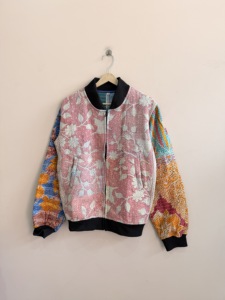 Wholesale Handmade Eco-Friendly <b>Vintage</b> Floral Pattern Cotton Kantha Quilted Traditional Boho Zipper <b>Bomber</b> <b>Jacket</b> - Product Image 4