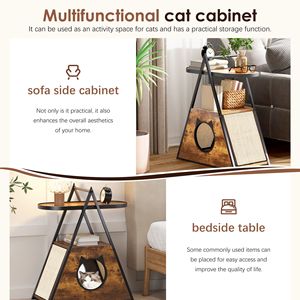 Table d'appoint multifonctionnelle vintage pour chat, table console double usage, maison pour chat et table d'appoint - Product Image 6