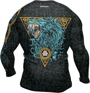 <b>Custom</b> <b>Design</b> Men's Long Sleeve Rashguard BJJ <b>Compression</b> Wear 100% Polyester Premium Quality OEM Service Heat-Transfer Printed - Product Image 3