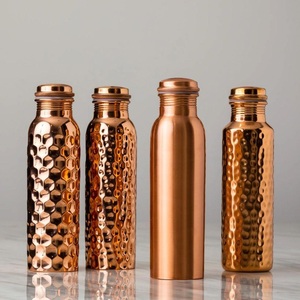 Botellas de agua de cobre con acabado martillado, diseño minimalista portátil, para regalo de festival, artículos de bebida para viaje - Product Image 6
