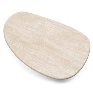 Modern Luxury Solid Mango Wood <b>Oval</b> Travertine <b>Coffee</b> <b>Table</b> Natural Stone Texture Cream <b>Coffee</b> <b>Table</b> with Chunky Legs - Product Image 4