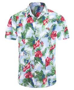 Camisa de Hombre con Cuello Camp Collar, Manga Corta, Estampado Tropical Hawaiano, Casual de Playa, con Botones, Colorida, para Verano - Product Image 1