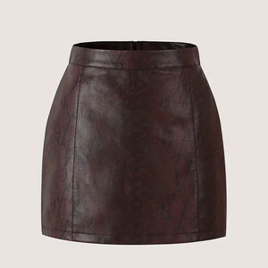 Women High Waist PU Leather Mini <b>Skirt</b> Solid Color <b>Straight</b> Design Zipper Front Sexy Club Style All Seasons Woven - Product Image 2