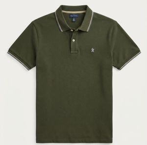 Chemise homme en piqué de coton à manches courtes, coupe classique, bordure contrastante, style preppy, motif, logo frontal, écologique, 220g - Product Image 4