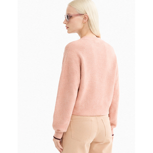 Suéter Casual de Punto Rosa para Mujer 2026, Cuello Redondo, Manga Larga, Corte Recortado, Otoño, 100% Acrílico, Anti-Pilling - Product Image 1