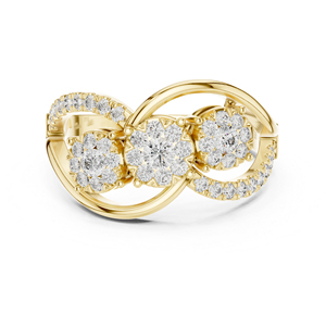 Anillo de Compromiso de Oro Amarillo de 14K con Diamante Cultivado en Laboratorio, Redondo, para Mujer |   Diamante Cultivado Nuevo - Product Image 1