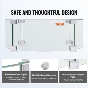 Paravento in Vetro Temperato Trasparente 26 X 26 X 6 Pollici per Bracieri, Protezione Fiamma con Vetro Spesso 1/4 di Pollice per Tavoli da Fuoco - Product Image 5