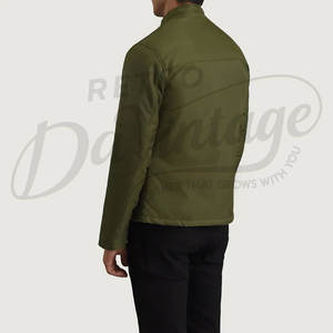 Chaqueta Acolchada Verde Oliva para Hombre, Cuello Alto, Corte Ajustado, Cálida, Ligera, Resistente al Viento, para Invierno - Product Image 2