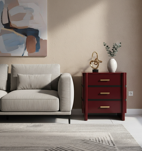 โต๊ะข้างเตียง 3 ลิ้นชัก โครงเตียงสำหรับห้องนอน เฟอร์นิเจอร์ในบ้าน เฟอร์นิเจอร์ไม้ ขายส่งจากโรงงานโดยตรง รับผลิตแบบ OEM ODM ตามสั่ง - Product Image 4