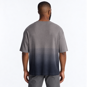 Soft Breathable <b>Waffle</b> Knit Fabric Custom Tie-Dye Gradient Casual Men's <b>shirts</b> Oversized Loose Fit Textured Tee Embroidered Logo - Product Image 3
