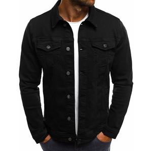 New Arrival Men's Vintage Jeans <b>Denim</b> <b>Jacket</b> Solid Color <b>with</b> Pockets Breathable Washed Finished for Autumn - Product Image 2