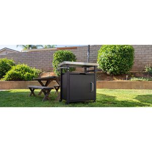 Carrello da Esterno K K 39.5'' con Piano in Acciaio Inox, Armadietto Portaoggetti, Forno per Pizza e Ruote - Carrello Bar da Esterno - Product Image 2