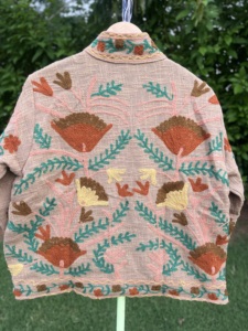Chaqueta Bomber de Algodón con Bordado Floral TNT para Mujer, Otoño/Primavera, Color Melocotón Empolvado/Rosa Pálido (Tela Base) Marrón - Product Image 5