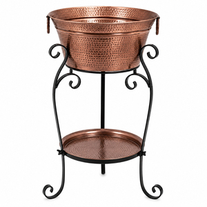 Galvanized Metal Beverage Tub with Stand Antique Iron Wine <b>Cooler</b> Ice Bucket <b>Drink</b> Holder Chiller for Parties Events Home Bar - Product Image 6