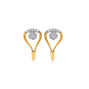 Boucles d'oreilles clous en or jaune 18 carats avec diamants en forme de goutte d'eau, diamants de laboratoire taille ronde pour femme - Product Image 1