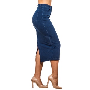 European Style Summer High Waist Elegant Pencil Skirt Sexy Skinny Midi Stretch Denim Skirts for Women Ladies - Product Image 2