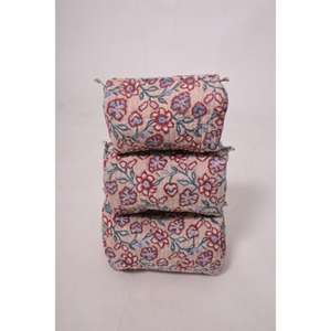 Pochette à maquillage en coton à fleurs, trousse de toilette, sac de voyage à fermeture éclair, organiseur de voyage floral - Product Image 1
