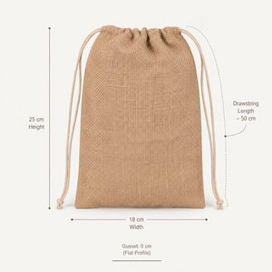 Custom Logo Natural Jute Drawstring Pouch 18x25 cm Eco Friendly Reusable Burlap Gift Packaging Bag Wholesale Indian OEM Supplier - Product Image 5
