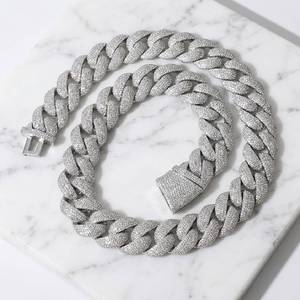 Nuevo collar de cadena cubana con diamantes de moissanita de diseño moderno, unisex, de dos tonos, oro rosa, estilo hip hop para hombre. - Product Image 2