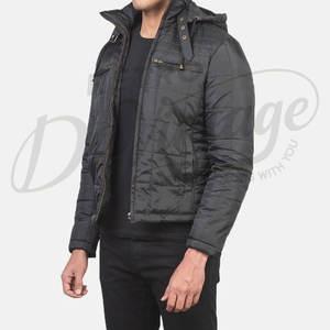 Chaqueta de invierno acolchada negra para hombre, corte ajustado, con capucha, cálida, informal, tipo burbuja. - Product Image 5