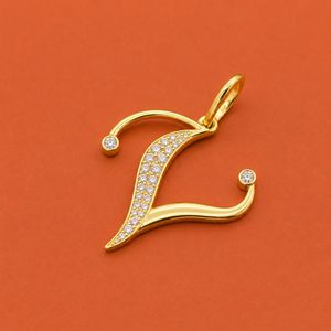 Pendentif en diamant en argent sterling 925 avec lettre V - Product Image 2