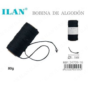 Bobina di Filo di Cotone Ilan 80g Nero 1.5mm per Cucito - Product Image 3