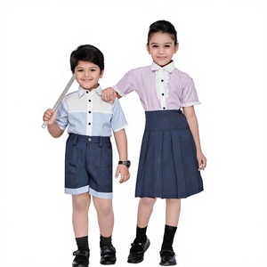 Conjunto Escolar de Verano de Alta Calidad para Niños y Niñas, Personalizado con Logotipo Bordado, Tela Oxford de Algodón Rojo Transpirable - Product Image 5