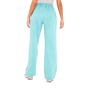 Hot Selling <b>Women's</b> High Waist <b>Black</b> Acid Wash Terry Cotton Sport Sweatpants Jogger Pant <b>with</b> Side <b>Pockets</b> and Lace Decoration - Product Image 2