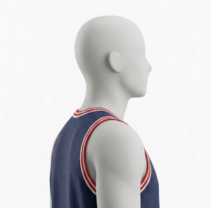 Men's Navy Blue <b>Mesh</b> Tank Top Crew Neck Sleeveless Breathable Regular Fit Basketball Apparel 100% Polyester Solid Color - Product Image 5