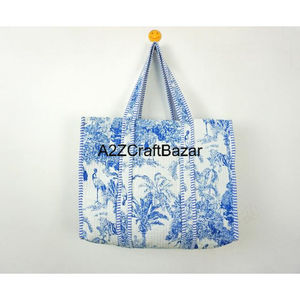 Sac fourre-tout en coton rayé pour femme, grande taille avec longue poignée, pour voyage, plage, rangement et exposition, Rajasthan A2ZCraftBazar - Product Image 3