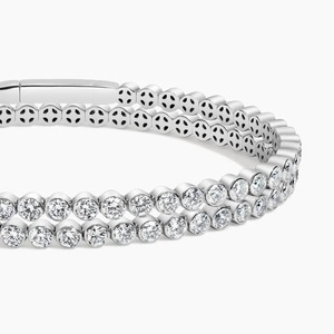 Double Row Lab Grown Diamond Flexible Tennis <b>Bangle</b> <b>Bracelet</b> in 18K White Gold - Product Image 5