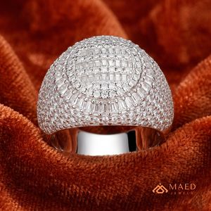 925 Sterling Silver Gold Plated Iced Out Moissanite Hip Hop Baguette Cut Men's Wedding Band <b>Ring</b> - Product Image 4