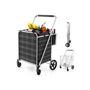 Carrello Pieghevole Impermeabile con Ruote e Cestino, Pratico Trolley Mobile per lo Shopping - Product Image 3