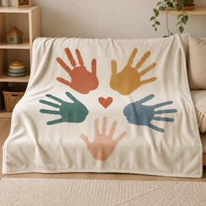 Custom Printed <b>Throw</b> Blanket Personalized Vinyl Wildflower Film Handprint Shell Geometric Sublimation Flannel Fleece Polyester - Product Image 6