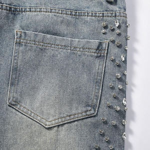 Vaqueros Baggy Rectos Personalizados de Estilo Urbano para Hombre, Vaqueros de Mezclilla de Algodón Oscuro Desgastado, Pantalones Vaqueros Vintage de Moda para Hombre - Product Image 4