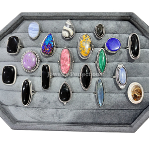High Quality Natural Mix Gemstones <b>Rings</b> Sterling Silver Plated <b>Rings</b> Wholesale German silver Gemstone Fashion <b>Ring</b> - Product Image 1