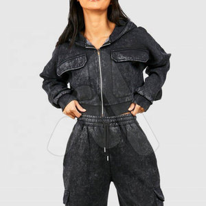 Conjunto Deportivo de 2 Piezas para Mujer, Diseño Personalizado OEM, Invierno, Color Sólido, Lavado Ácido, 100% Algodón, Secado Rápido, Transpirable, Directo de Fábrica - Product Image 6