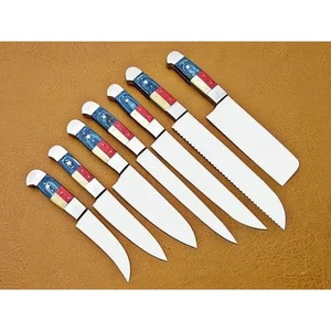 Juego de Cuchillos de Chef Profesionales de Acero D2, 7 Piezas, Hechos a Mano por Ahmad Fabric, Mango de Resina, Funda de Cuero, Diseño Moderno, Personalizable - Product Image 3