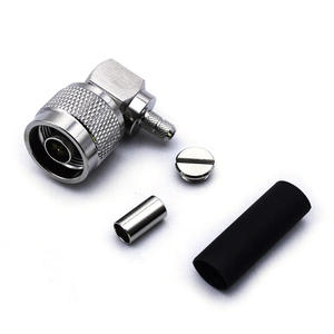 Conector de crimpado en ángulo recto N macho de 50 ohmios, conector coaxial RF de 90 grados para cable RG58 LMR195 RG142, terminal de antena inalámbrica - Product Image 1