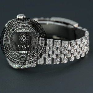 นาฬิกาข้อมือควอตซ์ทรง Tonneau ประดับเพชรเต็มเรือน VANA JEWELS สำหรับผู้ชาย ขนาด 42 มม. ตัวเรือนสแตนเลสสตีล ดีไซน์หรูหราทันสมัย - Product Image 2